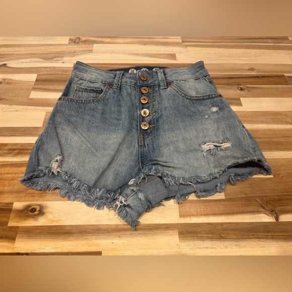 edge Pants - Edge Blue Distressed Jean Shorts